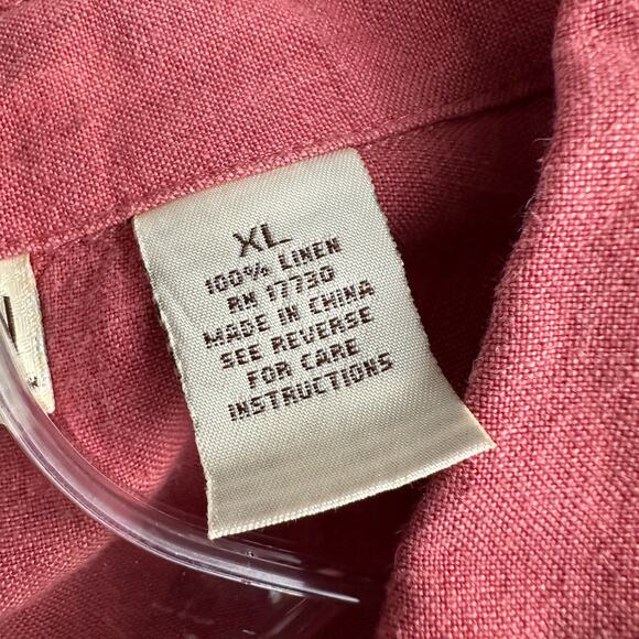Linden Hill Womens Button Up Linen Top Size XL Coral Boxy Minimalist Classic - Picture 4 of 8